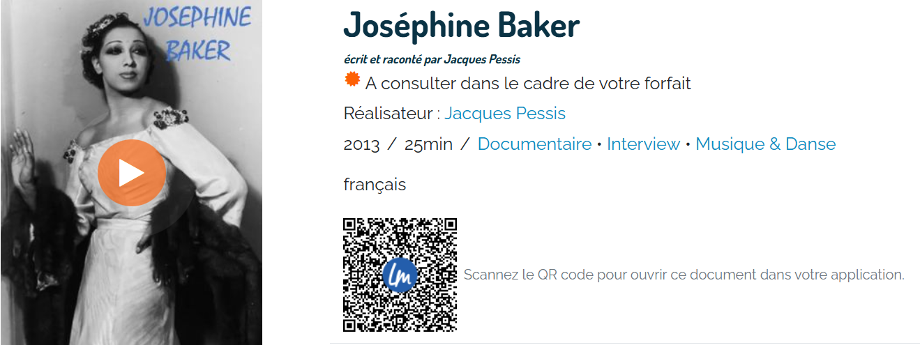 Josphine Baker docuemntaire cinma
